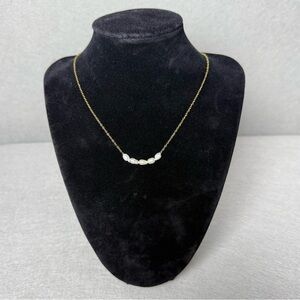 Ramla Women’s Natural Freshwater Pearl Cluster Necklace Gold Tone Dainty Chain